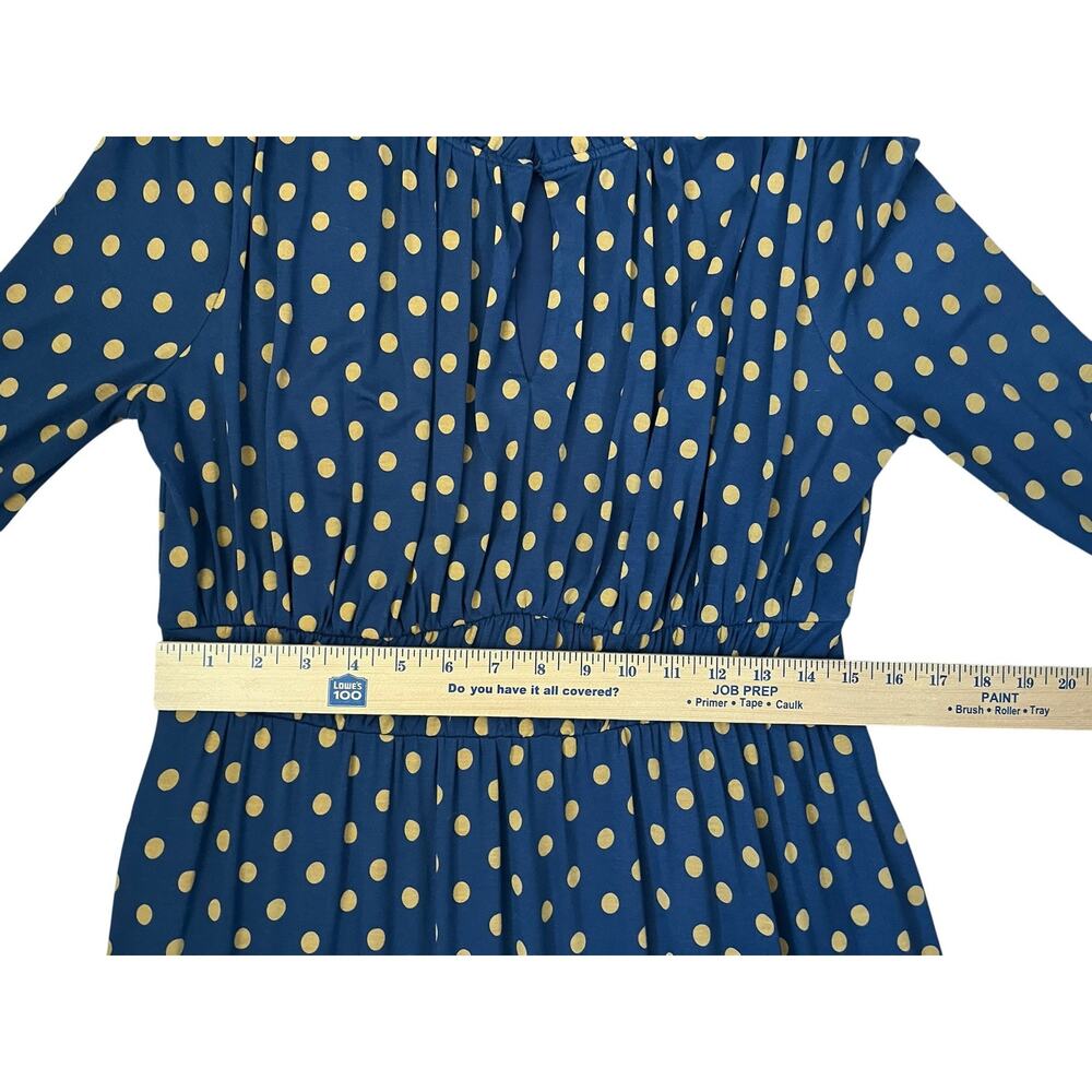 Boden Rosanna Long Sleeve Tea Dress Polka Dot Ruched Pockets Stretchy Modest 12R - Picture 13 of 14
